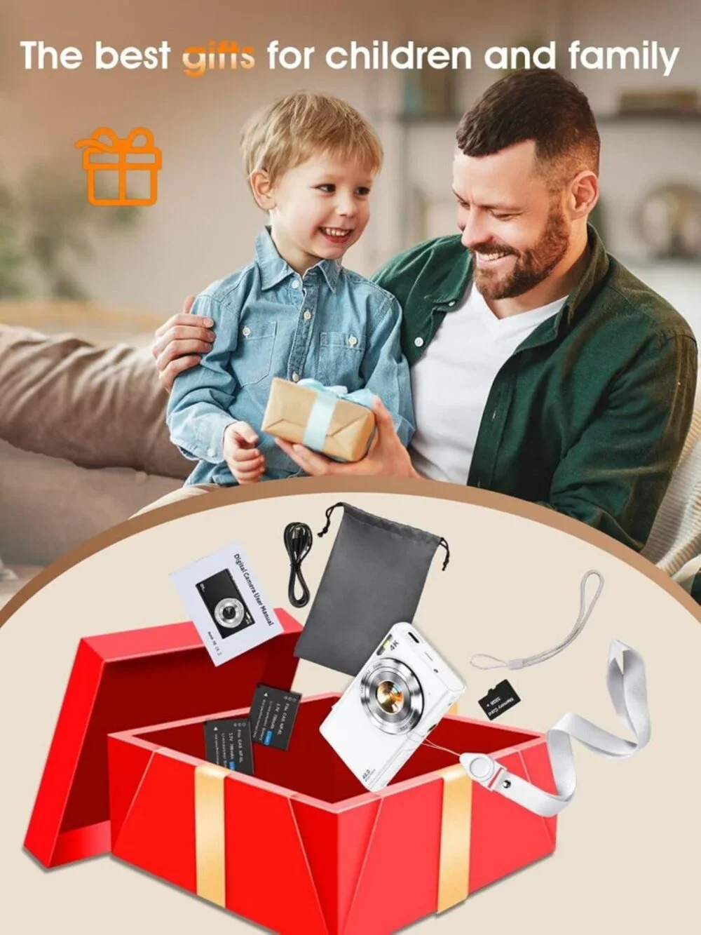 4K 48MP Autofocus Digital Vlogging Camera with 32GB Card for Photography